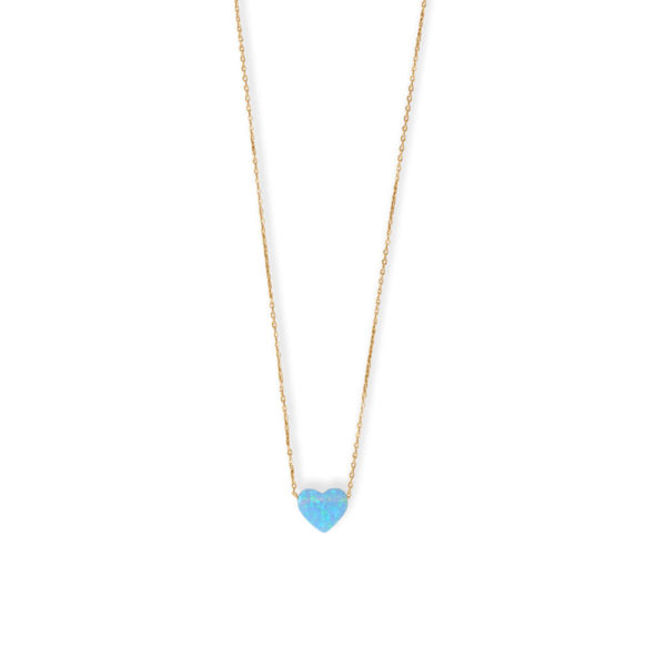 16 + 2 14 Karat Gold Plated Synthetic Opal Heart Necklace