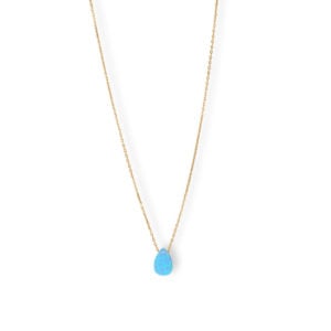 16 + 2 14 Karat Gold Plated Synthetic Opal Pear Necklace