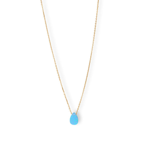 16 + 2 14 Karat Gold Plated Synthetic Opal Pear Necklace