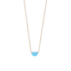 16 + 2 14 Karat Gold Plated Synthetic Opal Semicircle Necklace