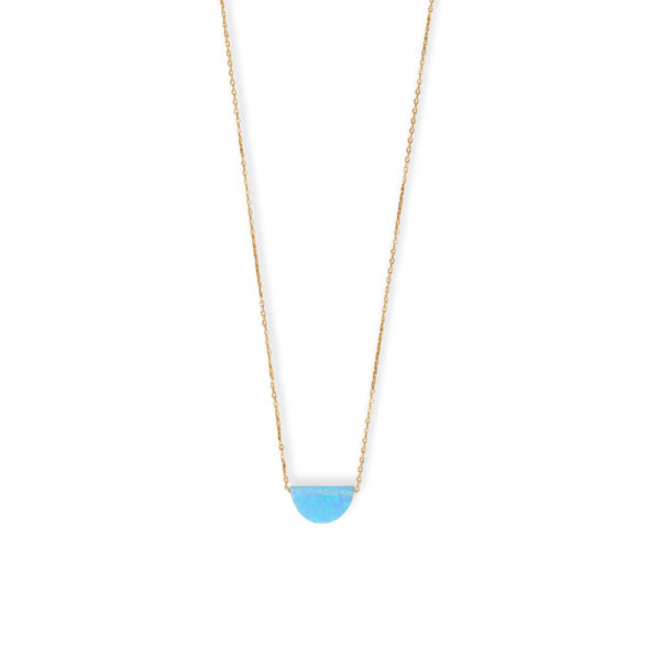 16 + 2 14 Karat Gold Plated Synthetic Opal Semicircle Necklace