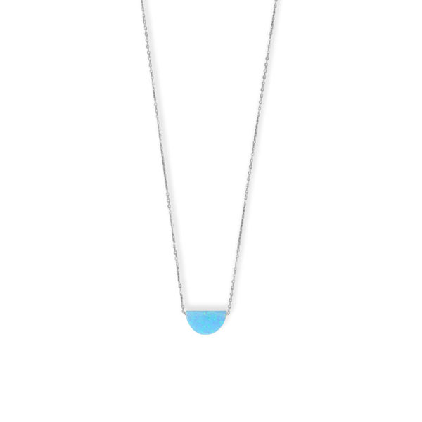 16 + 2 Rhodium Plated Synthetic Opal Semicircle Necklace