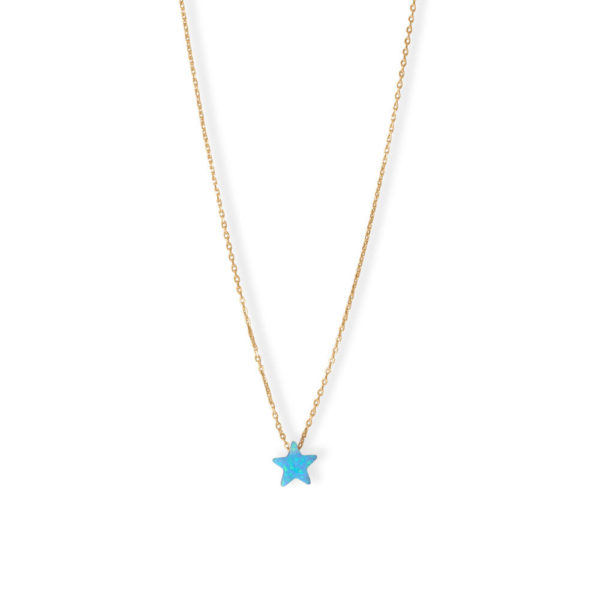 16 + 2 14 Karat Gold Plated Synthetic Opal Star Necklace