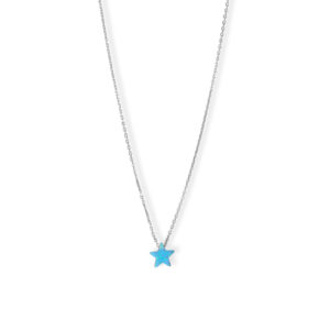16 + 2 Rhodium Plated Synthetic Opal Star Necklace