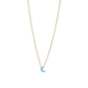 16 + 2 14 Karat Gold Plated Synthetic Opal Moon Necklace