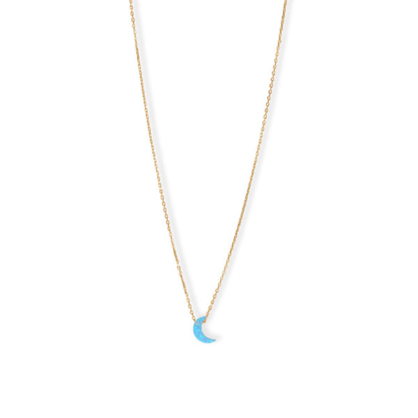 16 + 2 14 Karat Gold Plated Synthetic Opal Moon Necklace