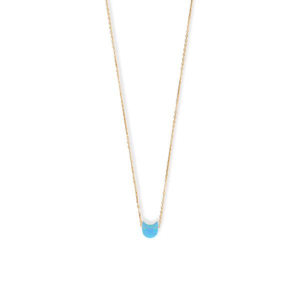 16 + 2 14 Karat Gold Plated Synthetic Opal Kitty Necklace