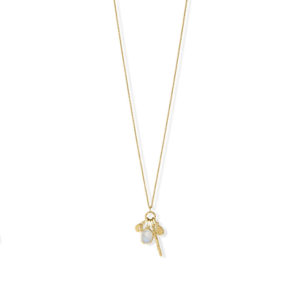 26 + 2 14 Karat Gold Plated Charm Drop Necklace