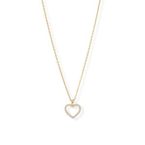 16 + 2 14 Karat Gold Plated CZ Heart Necklace