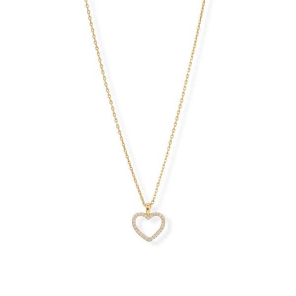 16 + 2 14 Karat Gold Plated CZ Heart Necklace