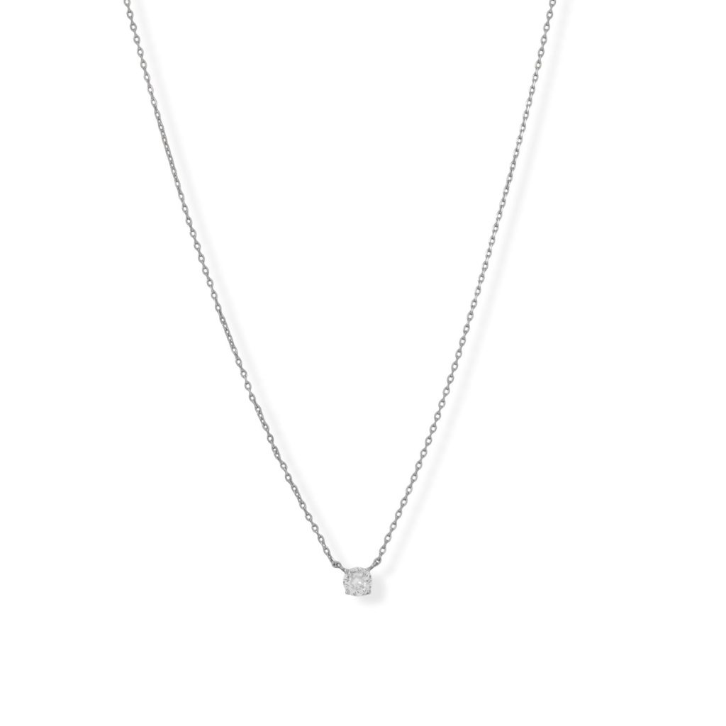 16 + 2 Rhodium Plated 5mm CZ Necklace