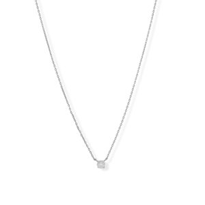 16 + 2 Rhodium Plated 5mm CZ Necklace
