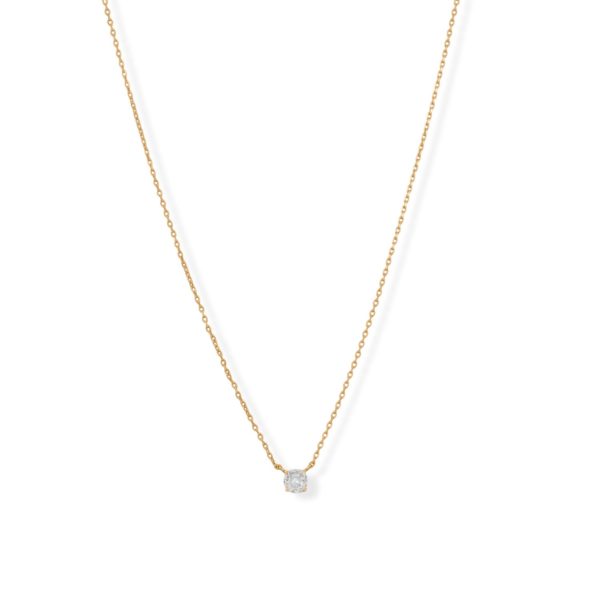 16 + 2 14 Karat Gold Plated 5mm CZ Necklace