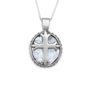 18 Oval Roman Glass Cross Necklace