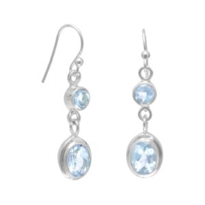 Round Oval Blue Topaz Earrings