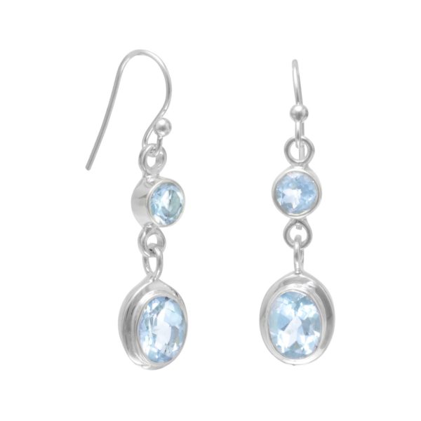 Round Oval Blue Topaz Earrings