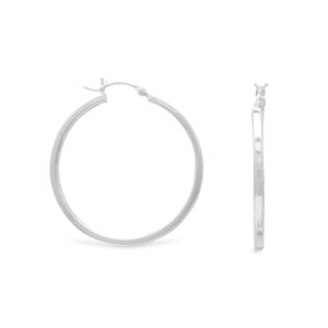 Silver Square Tube Hoop Earrings
