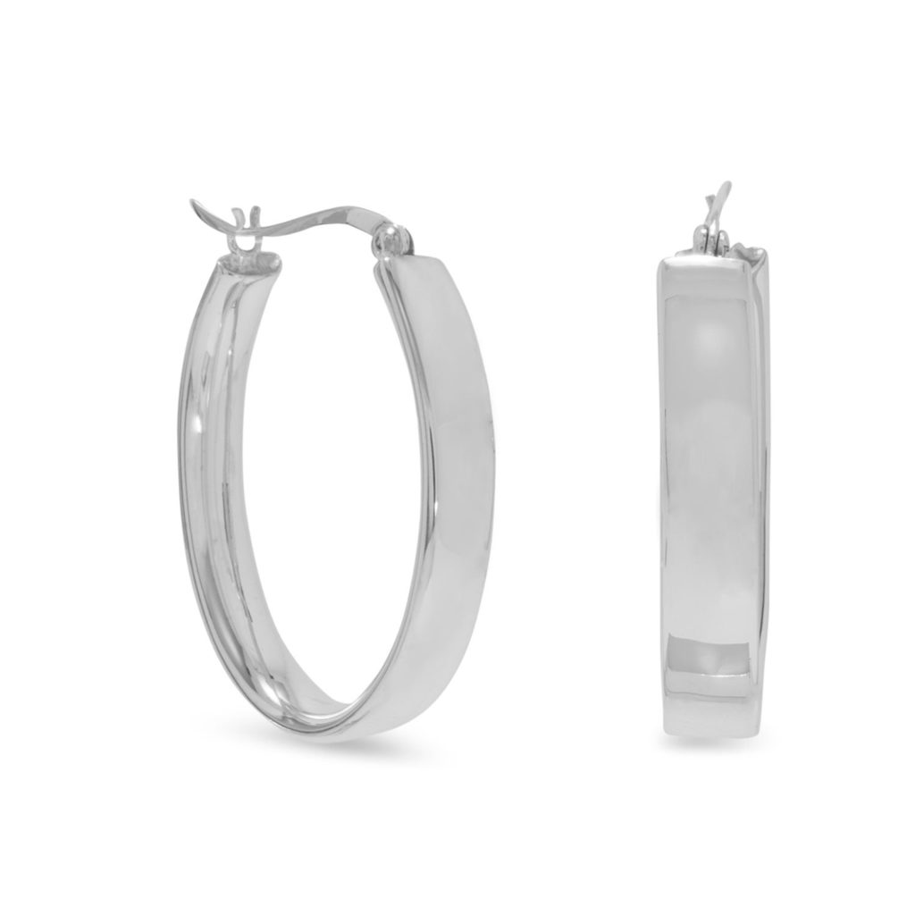 Sterling Silver Oval Hoop Earrings