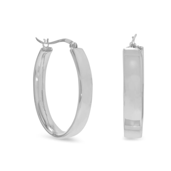 Sterling Silver Oval Hoop Earrings
