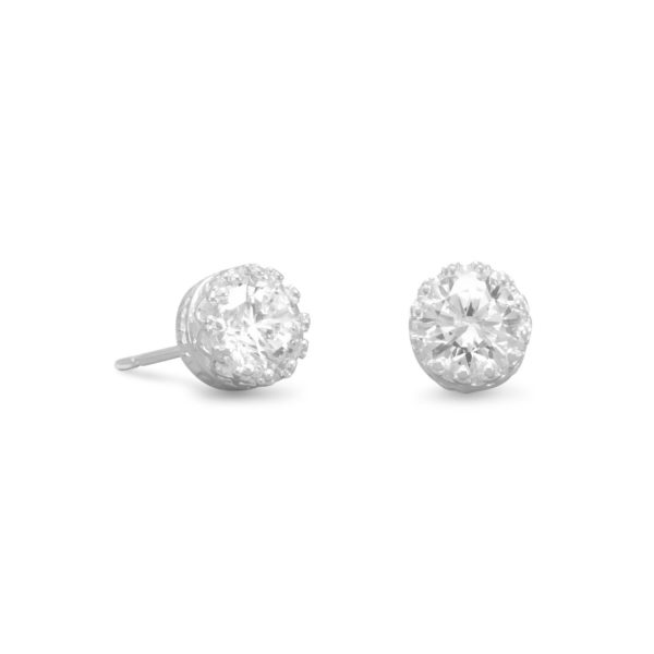 Stunning CZ Stud Earrings in Crown Setting