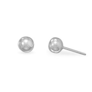 Rhodium Plated Ball Stud Earrings