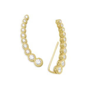 Textured 14 Karat Gold Plated Ear Climbers