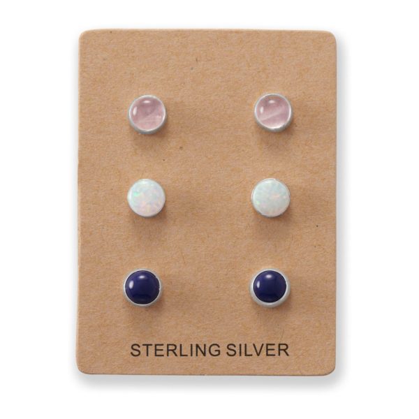 and Rose Quartz Button Studs