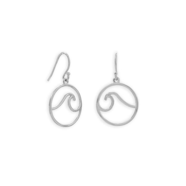 Rhodium Plated Wave Earrings