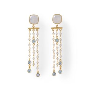 Rainbow Moonstone Chandelier Earrings