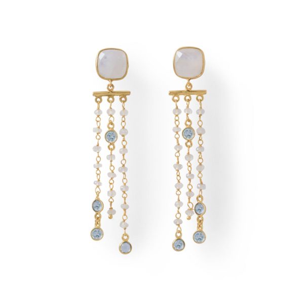 Rainbow Moonstone Chandelier Earrings