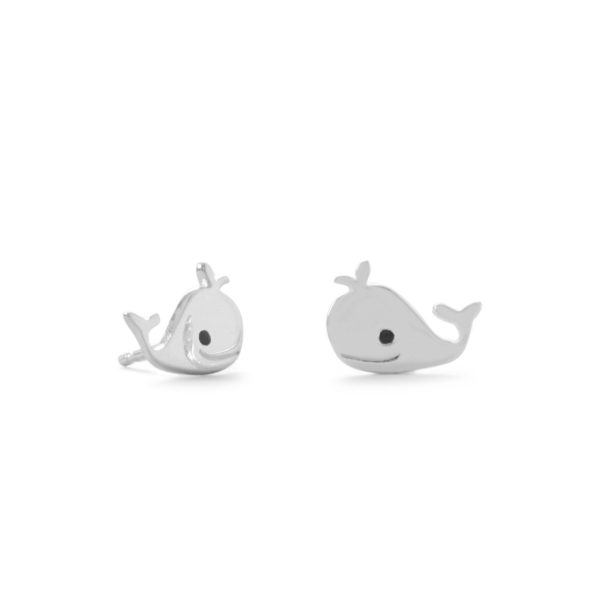 Sterling Silver Whale Stud Earrings