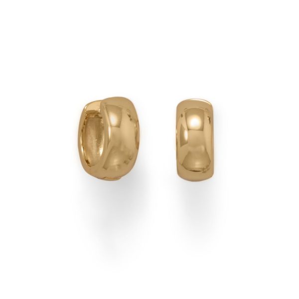 14K Gold Plated Wide Huggie Hoop Earring