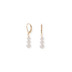 Gold Filled Freshwater Pearl Dangle Lever Earrings
