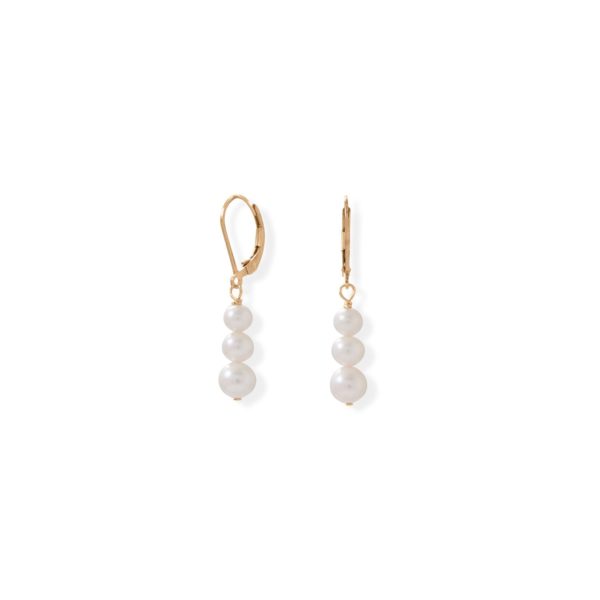 Gold Filled Freshwater Pearl Dangle Lever Earrings