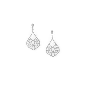 Rhodium Plated CZ Raindrop Chandelier Bridal Earrings