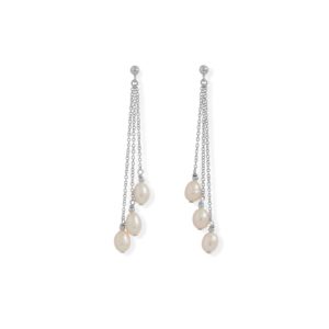 Sterling Silver Freshwater Pearl Dangle Drop Earrings