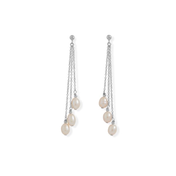 Sterling Silver Freshwater Pearl Dangle Drop Earrings