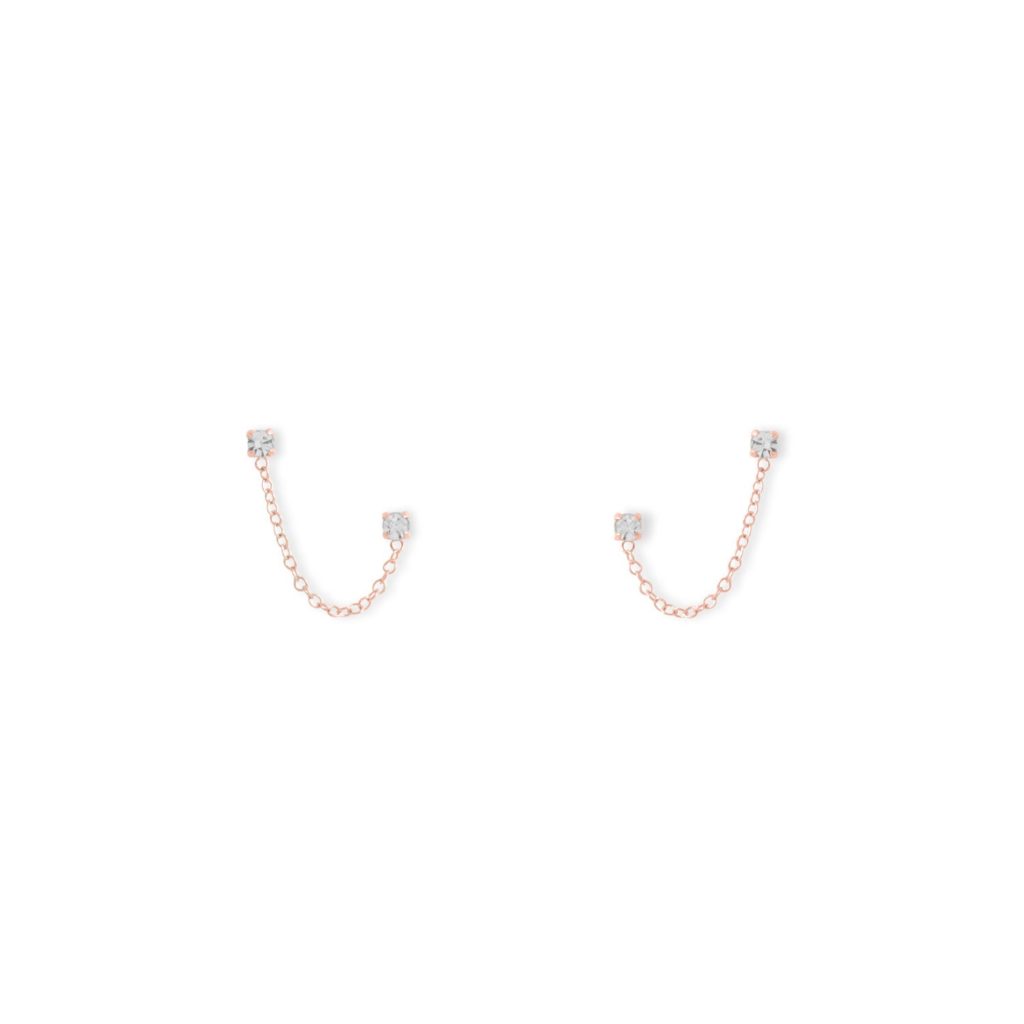 14 Karat Rose Gold Double Post Crystal Earrings