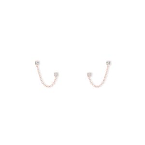 14 Karat Rose Gold Double Post Crystal Earrings
