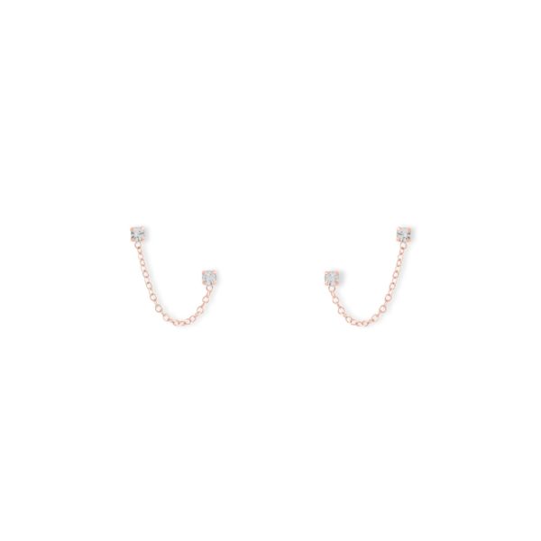 14 Karat Rose Gold Double Post Crystal Earrings