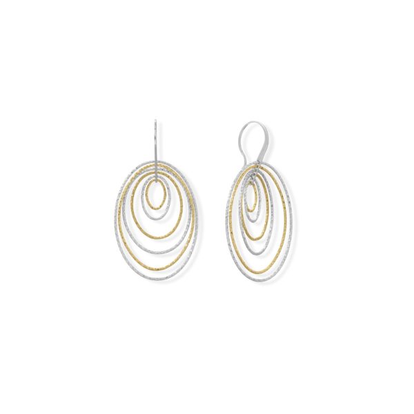 Italian Two Tone 6 Ring 3-D Earrings