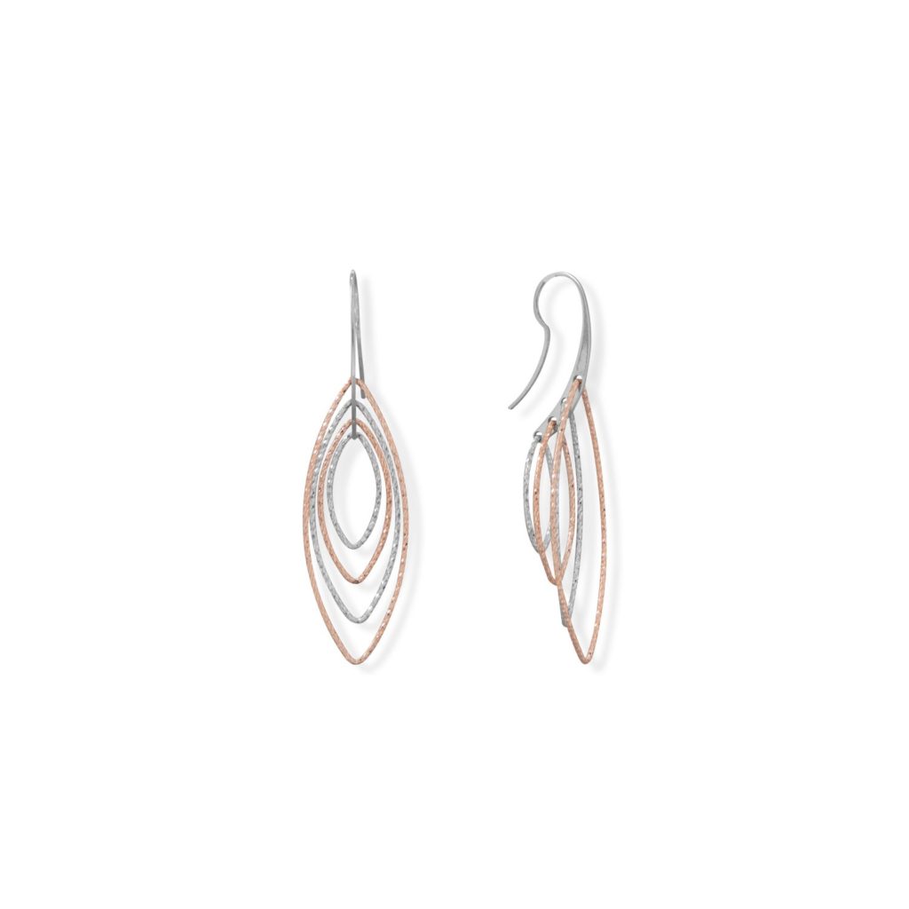 Italian Two Tone Marquise 3-D Earrings
