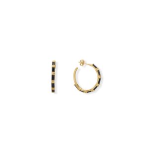 Bodacious Baguettes! Black Baguette CZ 3/4 Hoop Earrings