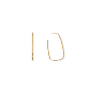 14 Karat Gold Plated Thin Rectangle 3/4 Hoop Earrings