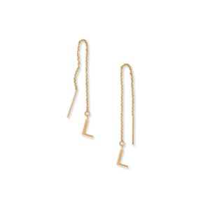 14 Karat Gold Plated L Initial Threader Earrings