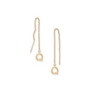 14 Karat Gold Plated Q Initial Threader Earrings