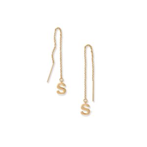 14 Karat Gold Plated S Initial Threader Earrings