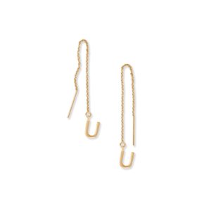 14 Karat Gold Plated U Initial Threader Earrings
