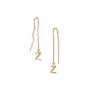 14 Karat Gold Plated Z Initial Threader Earrings