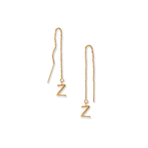 14 Karat Gold Plated Z Initial Threader Earrings